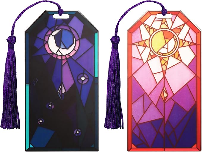 2 PCS Bookmarks with Tassel, Sun and Moon Bookmarks for Women (BKM-047-F2)