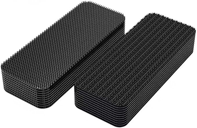 10PCS Invisible Car Mat Fastener Pads | Non-Slip Heat-Resistant Double-Sided Adhesive Hook & Loop Tape | Automotive Backed Adhesive Stickers for Secure Car Floor Mat Grip, Prevent Shifting(4x10cm)
