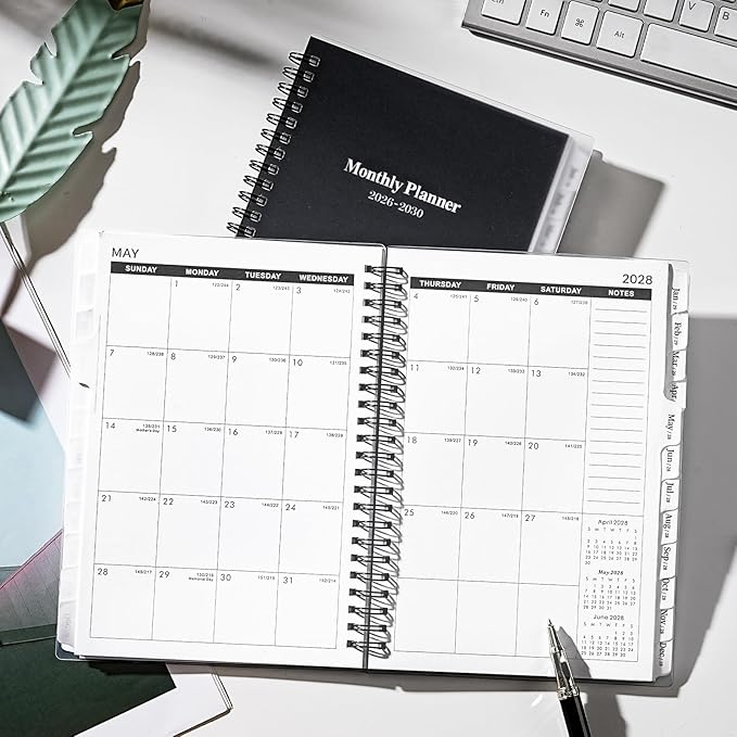 2026-2030 Monthly Planner/Calendar - 5 Year Planner 2026-2030 with Tabs, Jan 2026 - Dec 2030, 6.4" x 8.5", 60 Monthly Calendar, Two-Side Pocket, 9 Notes Pages, Suitable for Long-Term Planning