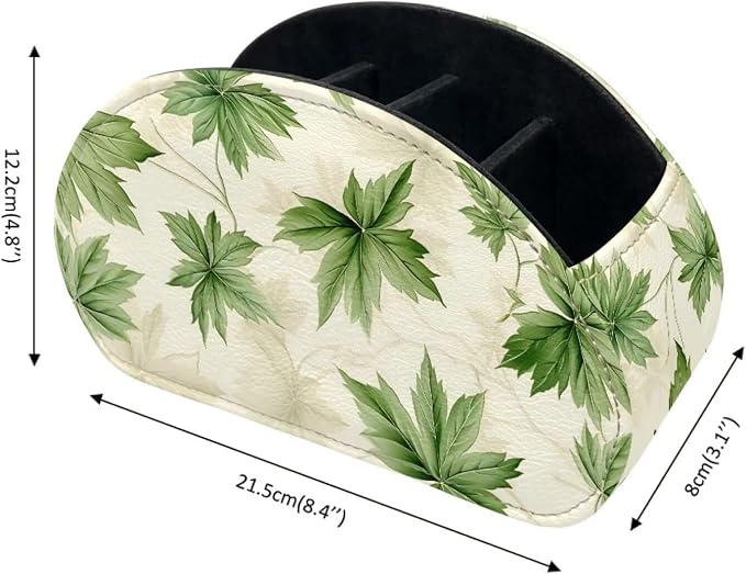 TV Remote Holder with 5 Compartments, Floral Print Office Desk - Nightstand - Couch Organizers/Bedside Table Accessory, Storage for Pens/Controllers/Media Players