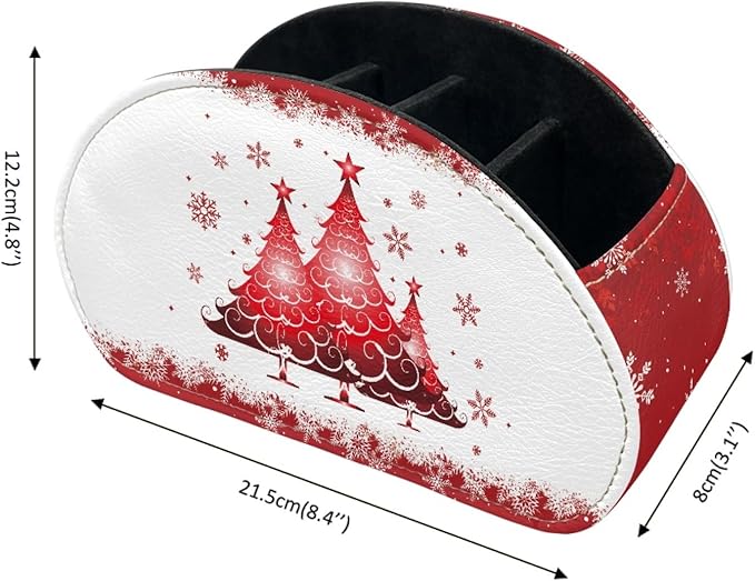 FUSURIRE Christmas Tv Remote Controllers Holders for Desk Bed Couch Sofa, Star Tree Print PU Leather Desk Storage Box Cosmetic Cup Multi-functional Pencil Holder, Cow Home&Office Accessories