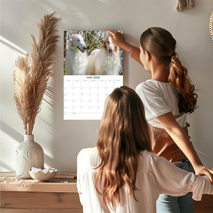 2025 2026 Borzoi Calendar - Dog Breed Monthly Wall Calendar - 12" x 18" Open - Thick No-Bleed Paper - Giftable - Academic Teacher's Planner Calendar Organizing & Planning - Made in USA