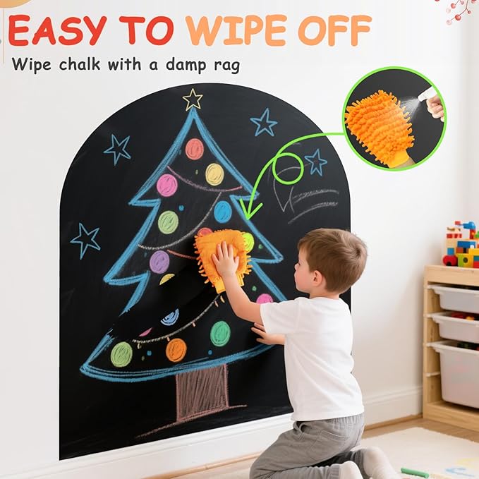 Magnetic Wall Decal 40x32 Inches Black Magnetic Wall Decal Arch Chalkboard with Multiple Accessories for Home Playroom