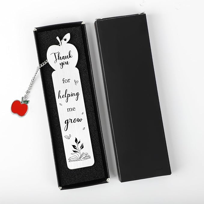 Teacher Metal Bookmark, Thank You Teacher Appreciation Gift Bookmark for Women Men, Unique Bookmarks for Teacher’s Day, Thank You for Helping Me Grow Bookmarks (Grow)
