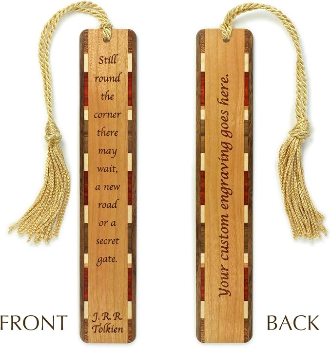 J.R.R. Tolkien Secret Gate Quote Personalized Wooden Bookmark | Inspirational Fantasy Literature Gift for Readers | Handmade Wood Bookmark with Gold Tassel | Made in the USA