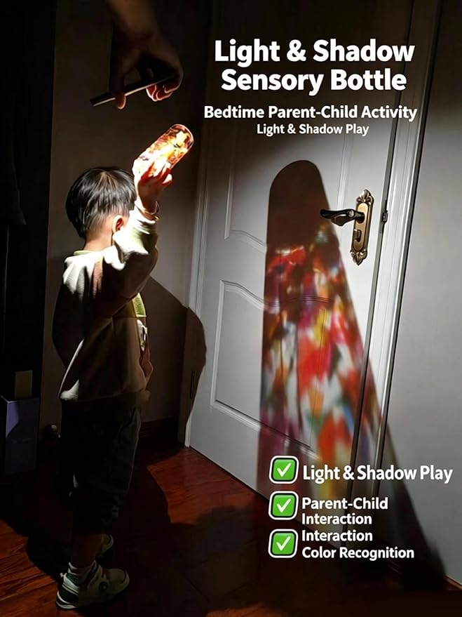 DIY Sensory Bottle Light and Shadow for Kid – Calming Bottles with Color Change, Montessori Educational Kindergarten Crafts DIY Equipment Sensory Room Equipment