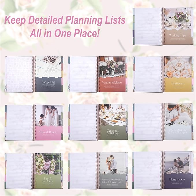 Wedding Planner Book and Organizer for Bride, 88 Pages Wedding Planning Binder & 2 Pages of Stickers, Engagement Unique Gifts for Couples, Wedding Planners Essentials, Easy Bridal Planning