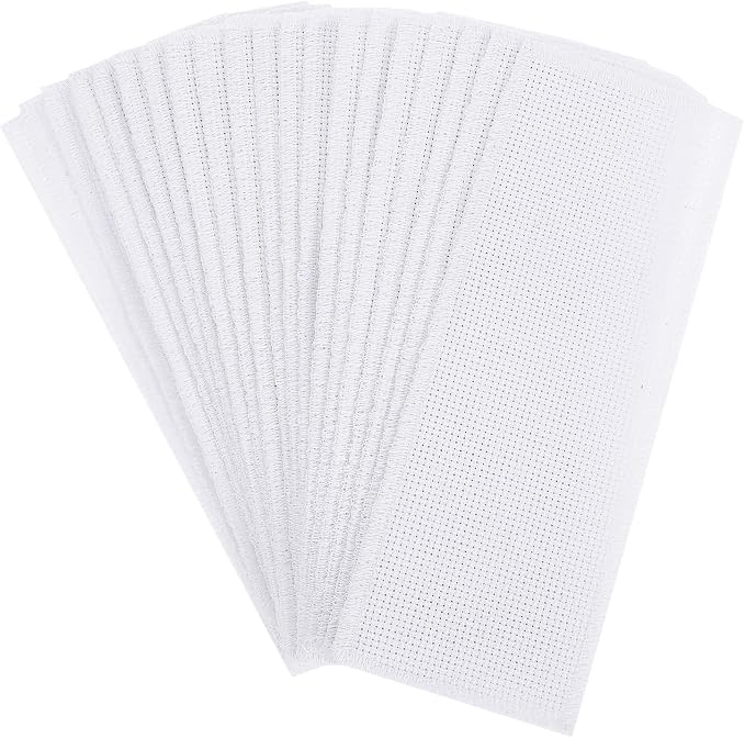 20pcs Cross Stitch Bookmark Kit 14 Count Embroidery Blanks Cotton Fabric Book Marker Cross Stitch Rectangle Embroidery Bookmark for Crosstitch Project 7.48x2.76in