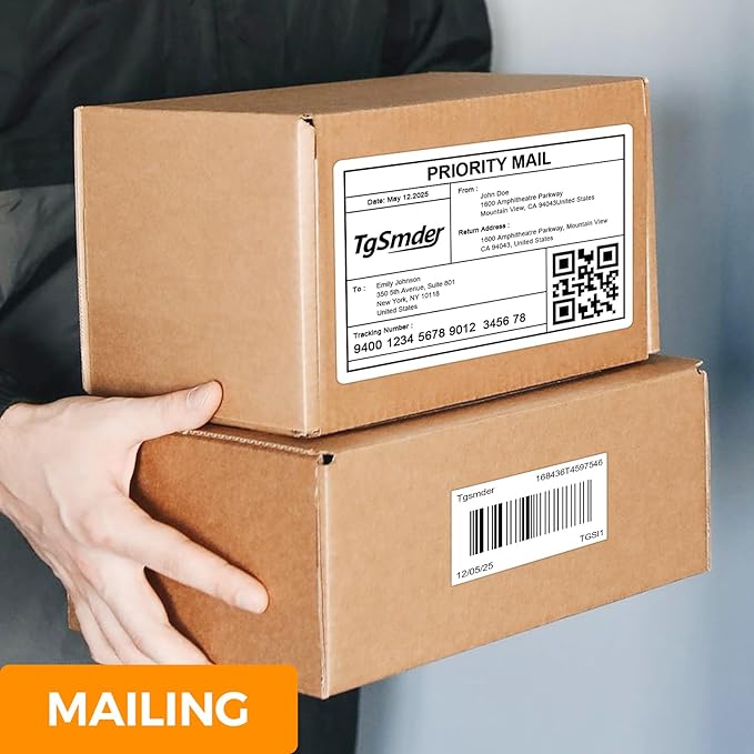 2x1 Address Thermal Labels – White Peforated Barcode Label Compatible with Zebra, Rollo, MUNBYN Thermal Printers for FBA, UPC, FNSKU Label | 12 Rolls (1300/Roll) – Total 15600 Labels