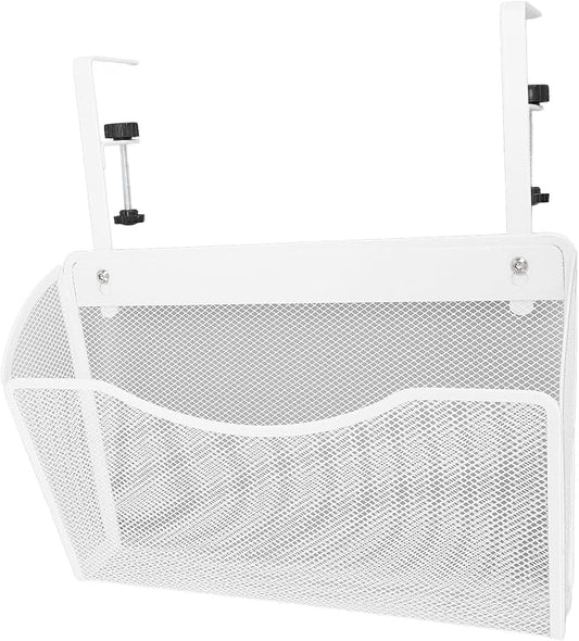 Fockety Desk Side Storage, No Drill Steel Under Desk Storage Laptop Holder, Mesh Hanging Desk Organizer, Clamp On Desk Shelf, Side Desk Organizer, Desk Storage Holder for Office and Home