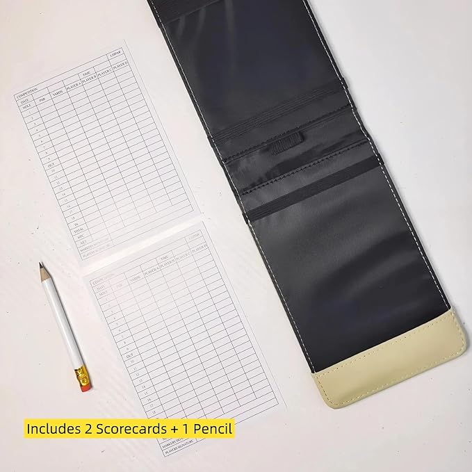 Leather Golf Scorecard Holder & Yardage Book Cover – Slim Microfiber Leather Case for Walking Players | Fits 4.5"x7" Scorecards & Yardage Books | Bonus Pencil & Scorecards