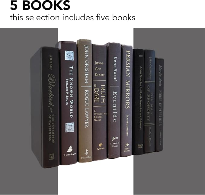 Decorative Accent for Home Decor – Real Books by Color® Interior Styling Piece for Bookshelf, Coffee Table, Design Display (Set of 5, Brown)
