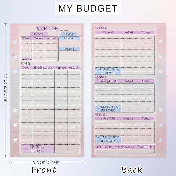 A6 Budget Planner Refill, 82 Sheet [2026] Colorful Weekly Monthly Planner Calendar Inserts 6 Hole Expense Budget for A6 Binder Cover, Money Envelopes Organizer for Wallet, Cash Saving -Autumn