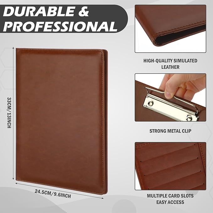 Fuyoooo 6 Pcs Business Portfolio Organizer Professional Leather Portfolio Binder Folder with Clipboard A4 Letter Size Padfolio Legal Notepad Holder for Business School Office Conference (Multi Color)