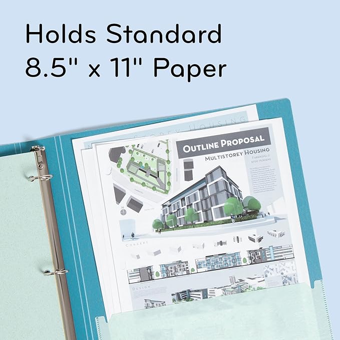 U Brands U-Eco Poly 1" Binder + 5 Tab Divider Set, 8.5'' x 11'', Ocean, Two-Pockets, Letter Size (6598U01-12)