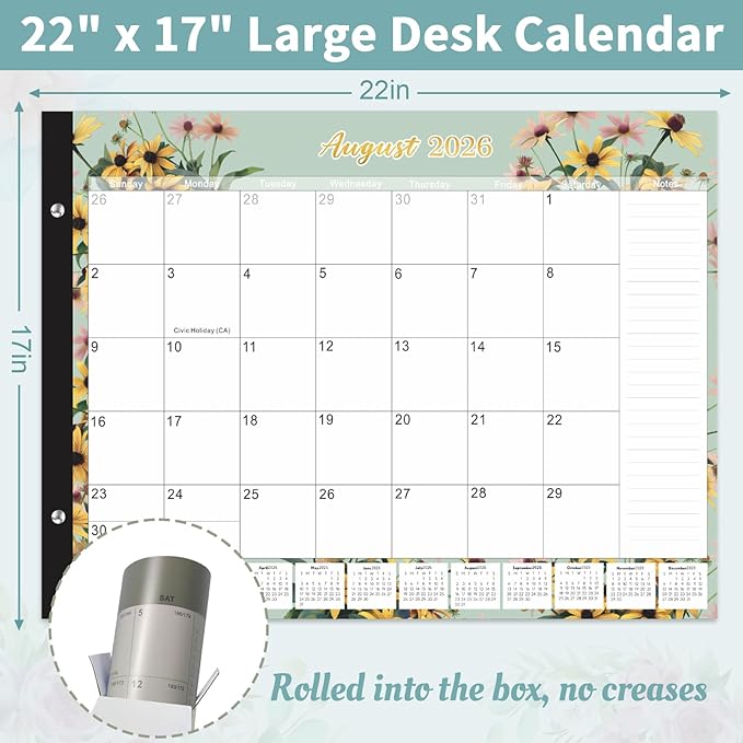 Gannyfer Desk Calendar 2026-2027 - 18 Month Large Desk Calendar 2026, Use January 2026 to June 2027, 22" x 17" Desktop Pad Calendar, Office Supplies Perfect for Planning and Organizing In Your Home, School or Office(6 Stickers Included)