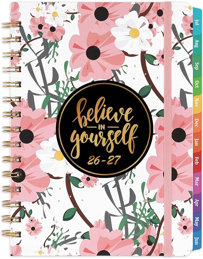2026-2027 Planner - Weekly & Monthly Planner 2026-2027 with Tabs, 6.4" x 8.5", Jul 2026 - Jun 2027, Hardcover, Strong Binding, Thick Paper, Back Pocket, Elastic Closure, Inspirational Quotes