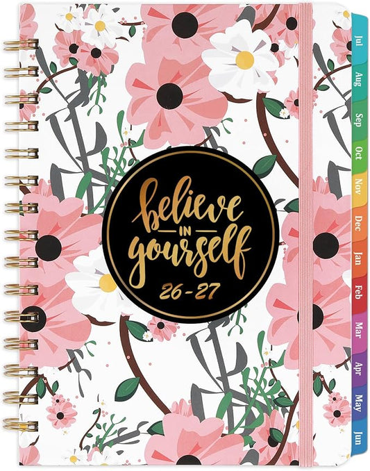Planner 2026-2027 - Weekly & Monthly Planner, Jul 2026-Jun 2027, Academic Planner 26-27, 6.4"×8.5", Tabs, Thick Paper, Twin-Wire Binding, Back Pocket, Inspirational Quotes for Office Home School