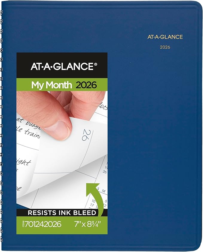AT-A-GLANCE 2026 Planner, Monthly, 7" x 8-3/4", Medium, Blue (701242026)