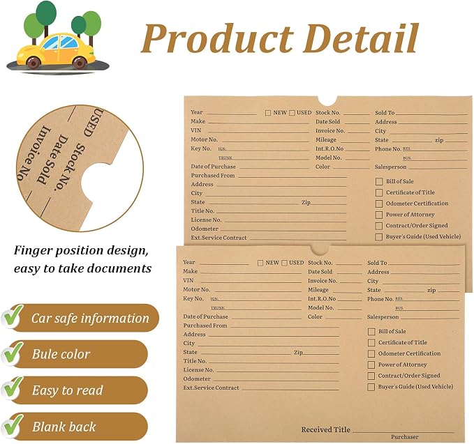 120 Pcs Project Folders - Heavy Duty Paper File Jackets for Automotive Documentation, Essential Dealership Supplies & Organization (9x12 Inch)