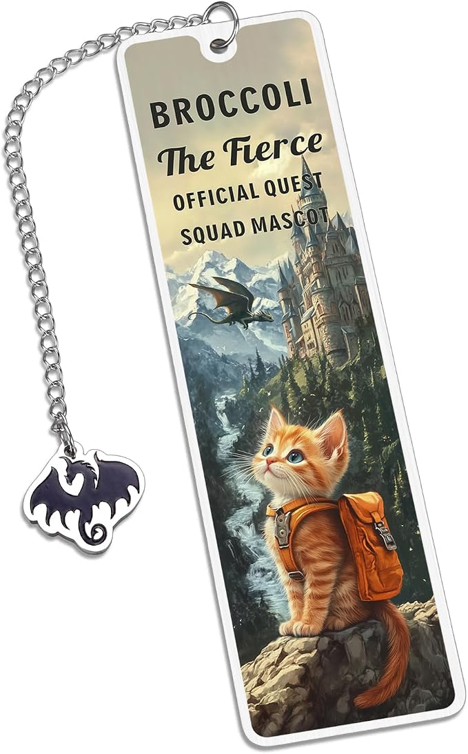 Onyx Storm Merch, Dark Romance Merch, Romance Fantasy Bookmark Gifts for Bookish, Book Lover, Nerd, Reader, Bookworm, Dragon Rider Gifts for Men Women, Cute Broccoli Cat Bookmark, Book Club Gift