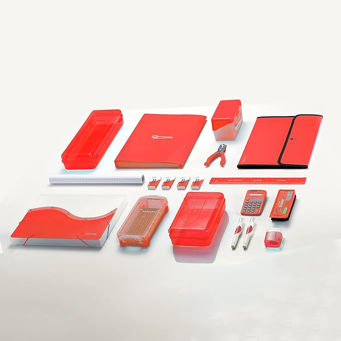 Square Flap Document Holder Red, Expanding File Folder, A4 Letter Size Reusable Filling Envelopes, Snap Closure Wallet File Pouch Also Available in Pink, Purple, Green, Blue, Grey, 1 Pc– By Enday