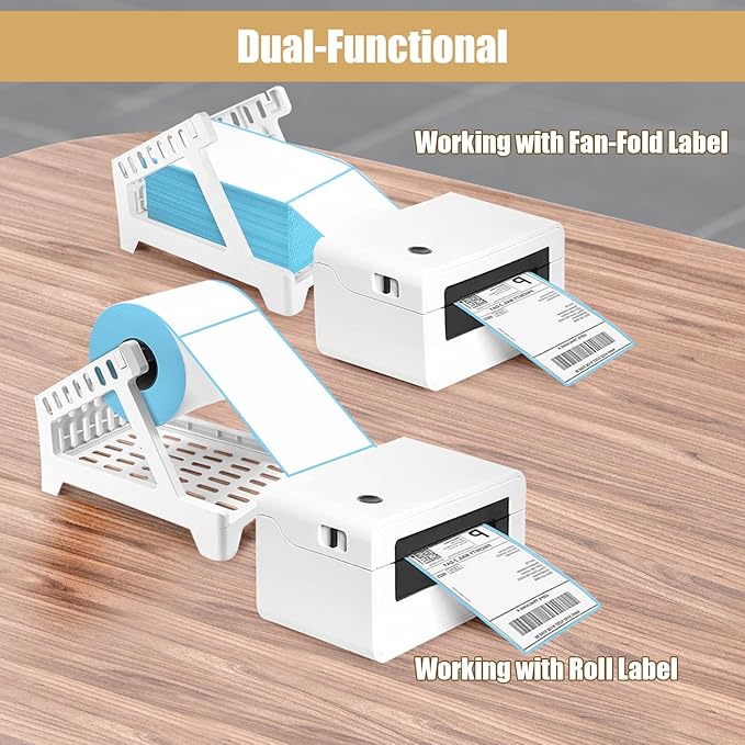 Ctemnpho Large Label Holder for Rolls & Fan-Fold Label Basket Stand for Desktop Printer (White, Large)