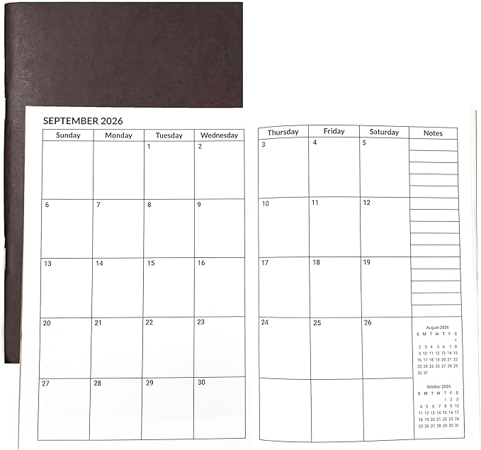 A5 Calendar Planner July 2026 - June 2028, Travelers Notebook Inserts for 2 Years, Monthly Calendar & Important Dates & Line & Dotted, 100gsm Paper, 8.3 x 5.5 in, 1pcs (Coffee)