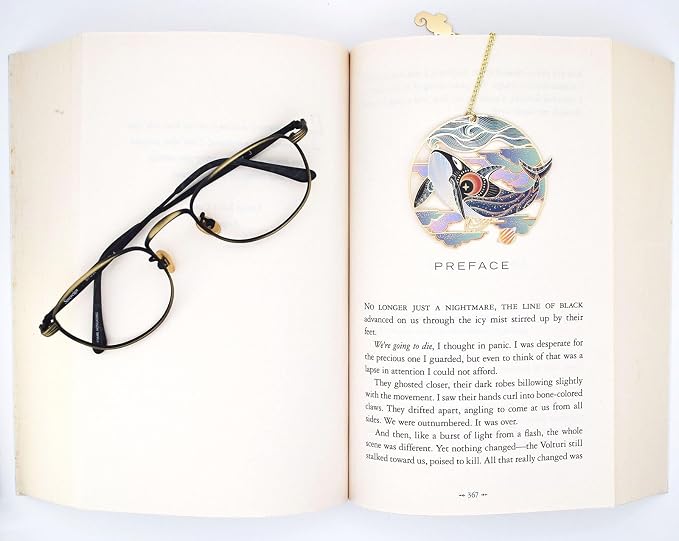BLBMH Metal Cute Bookmarks for Women Book Lovers Friends Girls Readers Birthday Gifts Unique Graduation Gifts - Whale with Moon