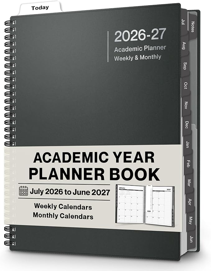 Dunwell 2026-2027 Academic Year Planner 8.5x11, July 2026 to June 2027, Weekly Monthly Agenda with Laminated Tabs, Daily Professional Organizer, Notes