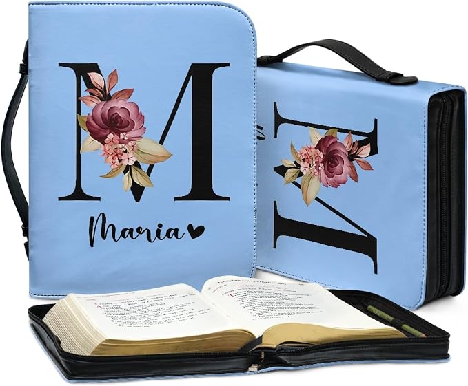 Personalized Bible Cover with Name, Custom Bible Cover Case for Women Girls, Large Capacity Scripture Bag with Handle