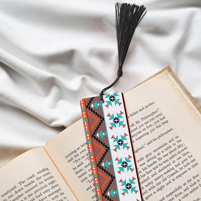 West Aztec 5pcs Wood Bookmarks with Tassel for Planner Reading Book Lovers Accessory Readers Men Women 4.6 X 1.2 Inch