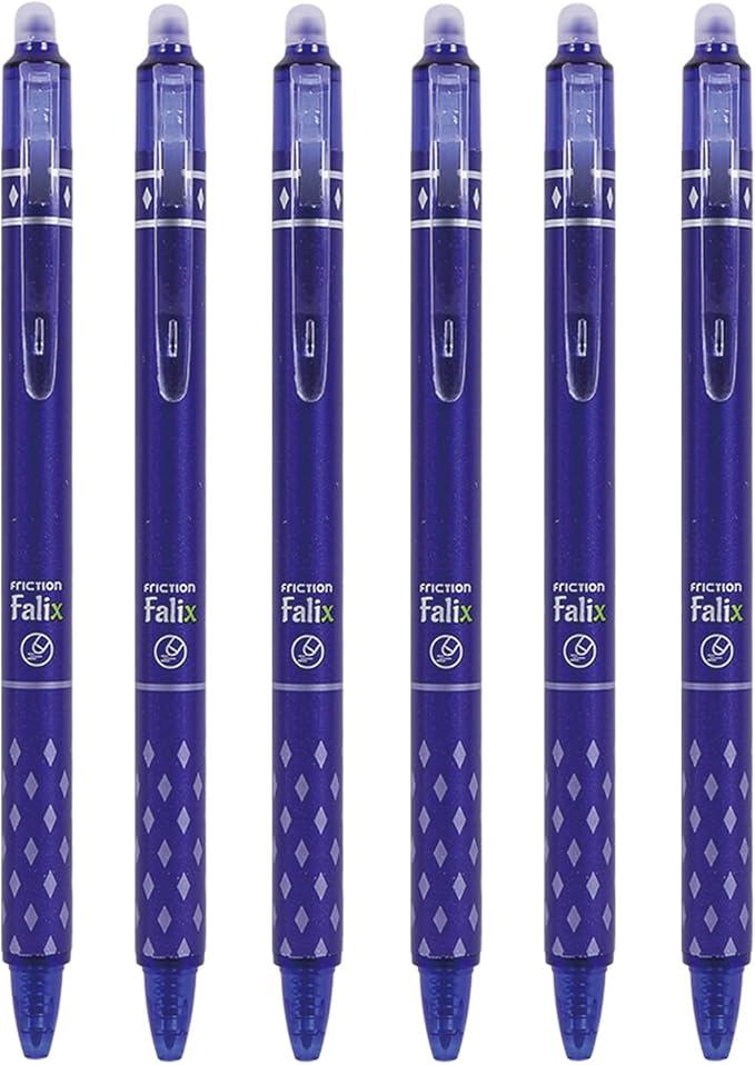 MOZXIRZ 6 Pcs Erasable Gel Ink Pens Retractable Pens 0.5mm Fine Point Blue Ink Smooth Writing Erasable Pen for Women Men Girls Boys Office School Supplies (6Pcs Blue Ink)