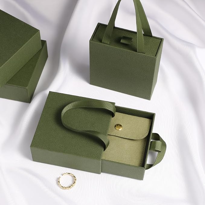 40 pcs paper boxes 9 x 9 x 3.5 cm, green luxury gift storage, jewelry gift storage box for earrings necklaces bracelets rings