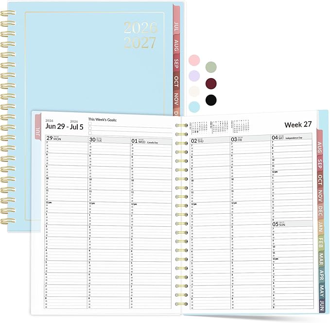Forvencer Appointment Book Planner 2026-2027, Daily Weekly Monthly Calendar Planner (Jul 2026-Jun 2027), 8.5"X11" Hourly Agenda with 15-Min Slots, Flexible Cover Office School Organizer, A4, Blue