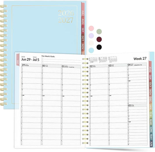 Forvencer Appointment Book Planner 2026-2027, Daily Weekly Monthly Calendar Planner (Jul 2026-Jun 2027), 8.5"X11" Hourly Agenda with 15-Min Slots, Flexible Cover Office School Organizer, A4, Blue