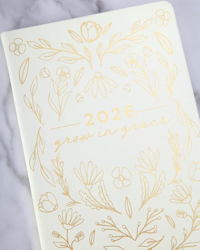 WORLD TRAVELER 2026 Planner - 6x8 Inch Weekly and Monthly Calendar Planner Agenda Book with Bookmark & Ribbon for School and Office, Size 6X8, Gold Grace