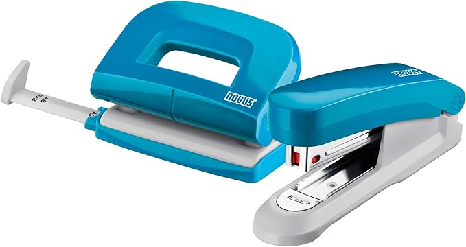 Novus 020-1876 Twin Set Stapler with Punch E 15/E 210 – Desk Set Petrol