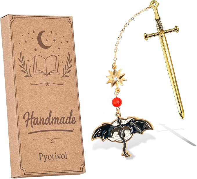 Gold Bookmark with Fourth Wing-Fantasy Antique Tassel Metal Pendant, Vintage Gold Bookmarks for Reading Women, Men, Book Lovers, Teachers and Students, Christmas Birthday Gifts