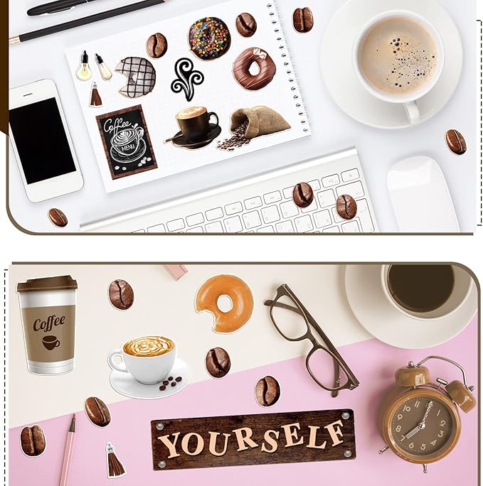 Teling 89 Pcs Industrial Cafe Bulletin Board Set Coffeehouse Themed Bulletin Board Industrial Cafe Classroom Decor Bulletin Board Themed Sets Coffee Classroom Decor for Classroom Home (Classic Style)