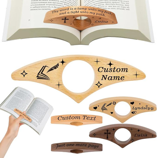 Custom Book Page Holder, Personalized Thumb Book Page Holder with Name, Custom Wood Page Holder, Gift for Book Lovers, Suitable for Parents and Partners, Christmas, Teacher's Day (S1)