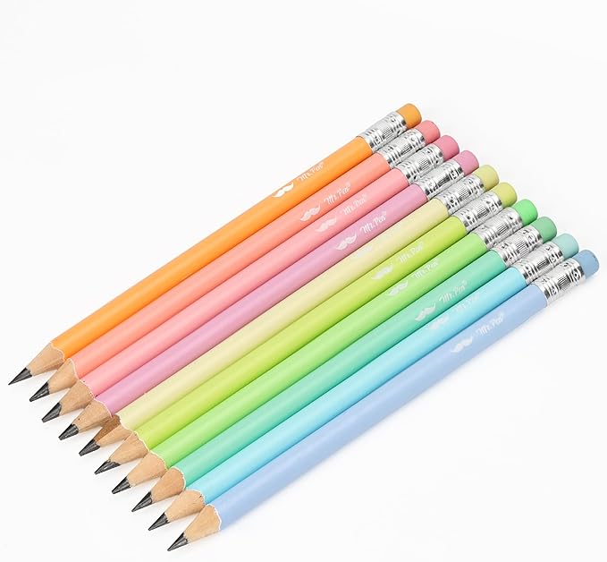 Mr. Pen- Jumbo Pencils, 60 pcs, Preschool Pencils, Large Pencil, Pastel Barrels and Black 2 HB Graphite Cores, Smooth Lead, Latex-Free Eraser Top with Metal Ferrule