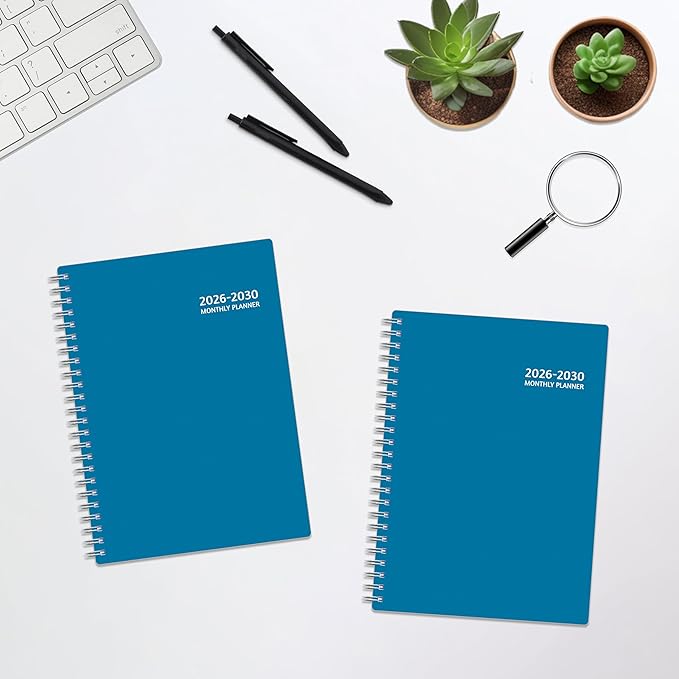 Monthly Planner 2026-2030, 5-Year Calendar Planner 2026-2030, Jan 2026 – Dec 2030, 6.2 x 8.4 In, Ruled Spread, Flexible Cover, Spiral Wirebound, Pocket, 60 Coated Monthly Tabs, Notes ＆ Habit Tracker
