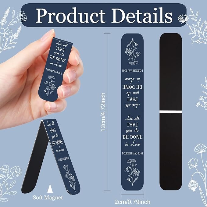 Zonon 48 Pcs Bible Verse Magnetic Christian Bookmarks, 0.8x4.7in Inspirational Scripture Book Markers for Women Men Religious Motivational Flower Page Clips Book Lovers Reading Gifts(Dreamy Style)
