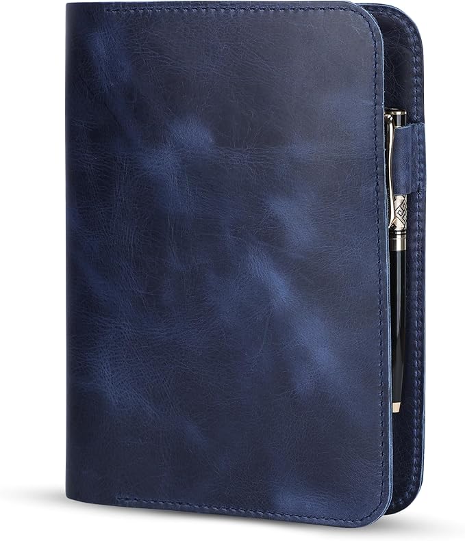 TheAntiq Genuine Leather A5 Journal Cover Refillable Notebook Cover, Fits 5.75 x 8.25 in, Card Slots Pocket & Pen Holder, Handmade Professional Leather Organizer for Men & Women, Travel & Work Diary Cover