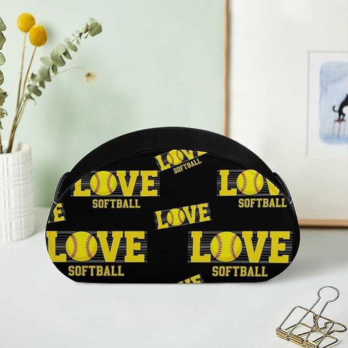 Remote Control Storage Box with 5 Compartments, PU Leather Organizer for Media Players, TV Remotes, and Office Desk, Love Sports Softball