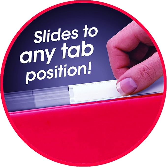Smead TUFF Hanging File Folder with Easy Slide Tab, 1/3-Cut Sliding Tab, Letter Size, Red, 18 per Box (64043, Rod Color May Vary)