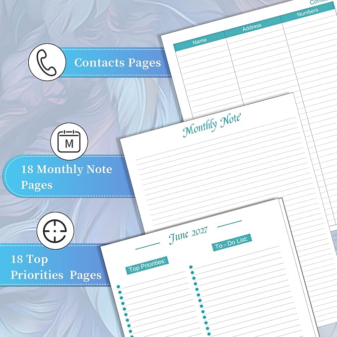 2026-2027 Monthly Planner - 18 Month Planner 2026-2027 Jul. 2026 - Dec. 2027 Academic Planners 9" x 11", Large Monthly Planners with Double-Sided Pocket, Spiral Planner 18-Month for Women, Men