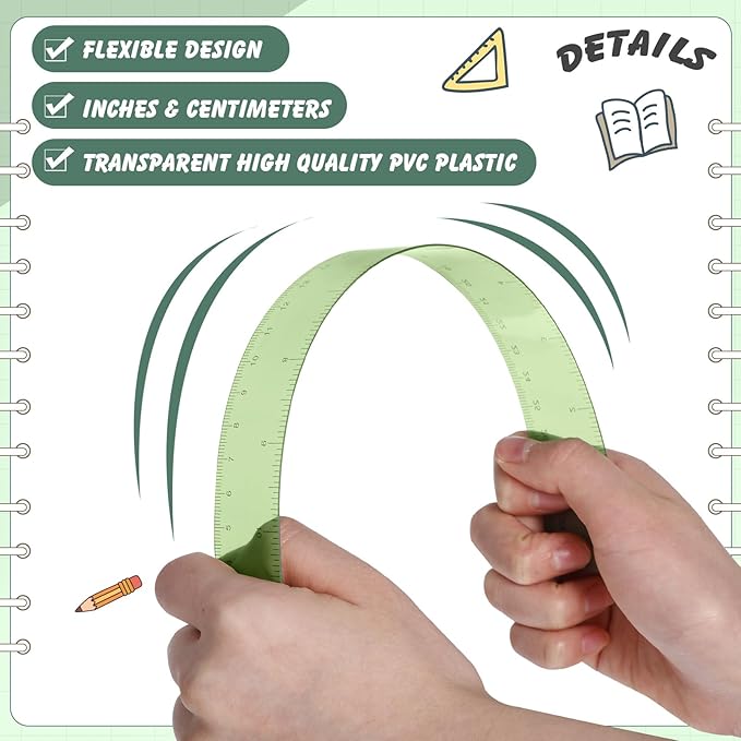 60 Pcs Plastic Clear Rulers 12 Inch, Transparent Assorted Color Ruler Bulk, with Imperial and Metric Scales for Home Office Supplies, Available in 6Colors(Pastel)