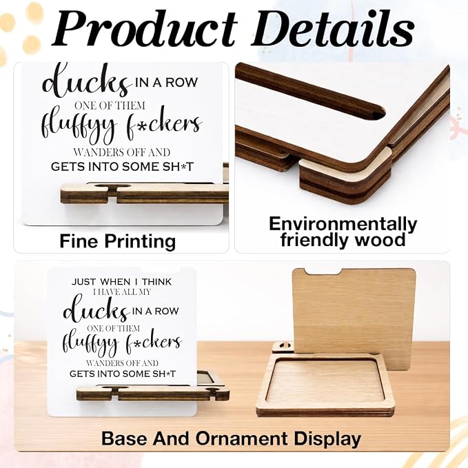 Humorous Office Desk Decor - Multi-functional Desk Organizer - Funny Office I Don't Have Duck Quote Wooden Sign for Office Desk Shelf Decor